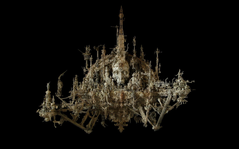 Illustration for article titled Kris Kuksi's Beautiful Art is Made From the Bones of Dead Model Kits